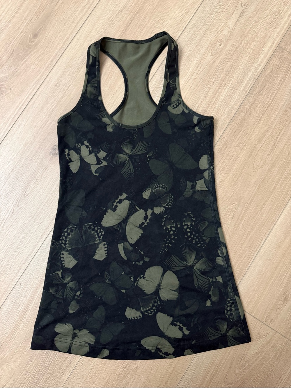 Lululemon Women's Black & Olive Butterfly Racerback Tank Top
